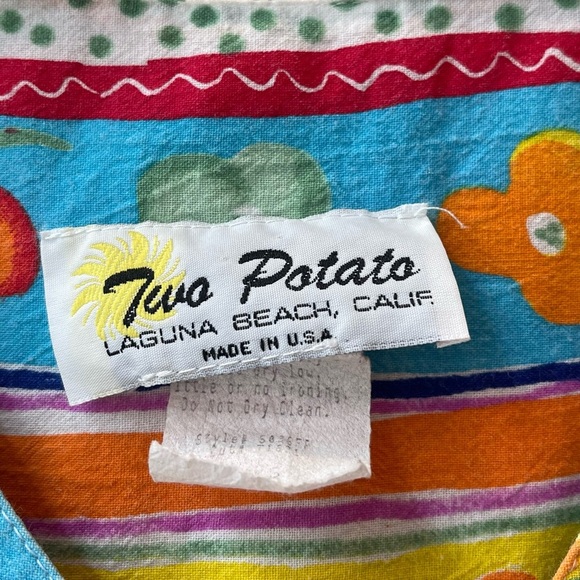 Vintage Two Potato Laguna Beach Colorful Multicolor Striped Mexican Floral Dress - Picture 4 of 6